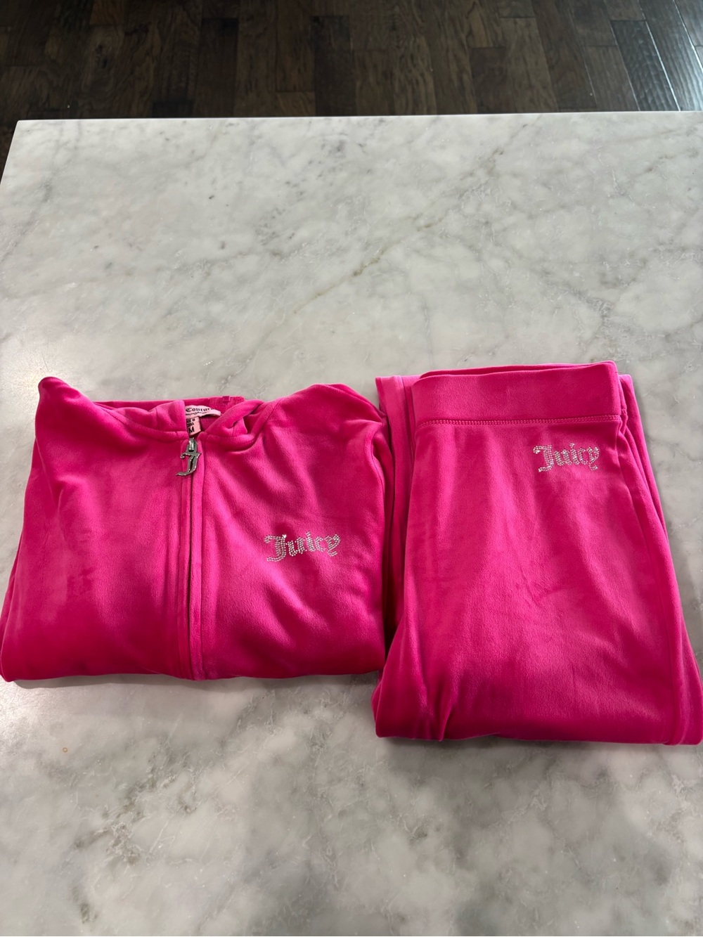 Juicy Couture Neon Pink Velour Zip Hoodie & Pants Set